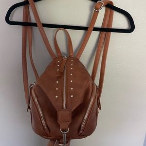 Brown leather mini backpack